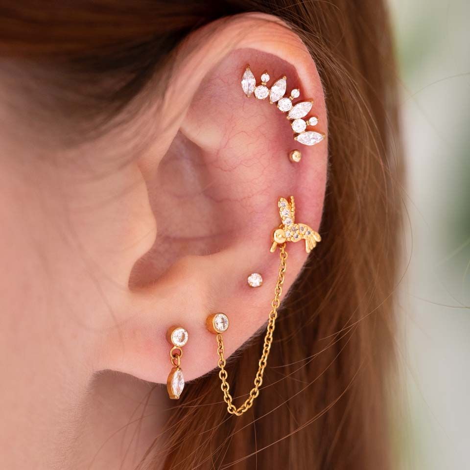 Hummingbird labret with stones