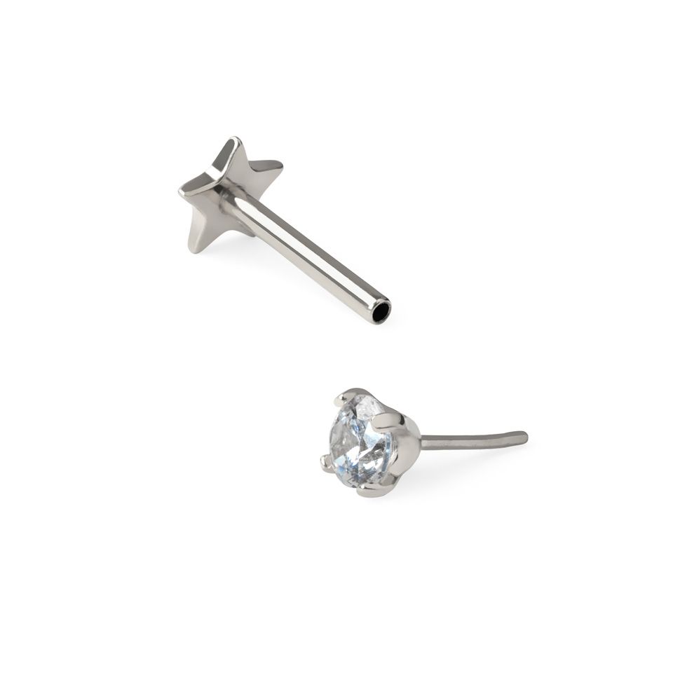 Double sided threadless titanium labret with star flat back and stone