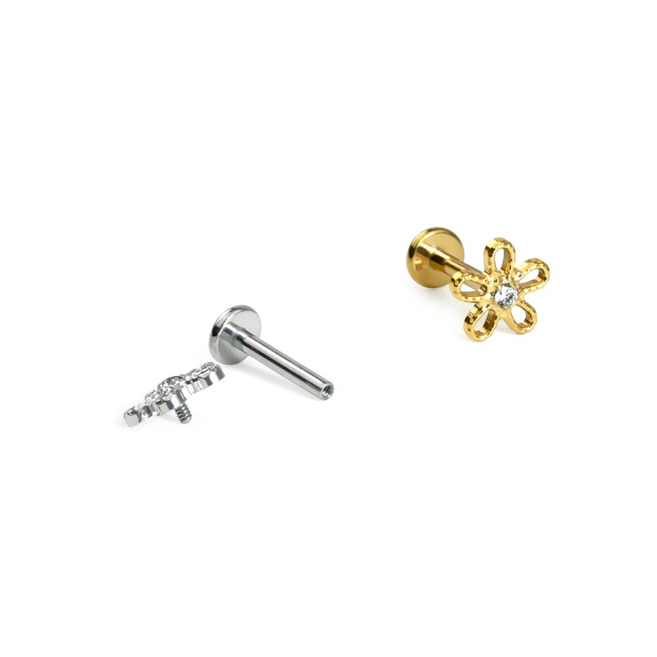 Flower labret in titanium