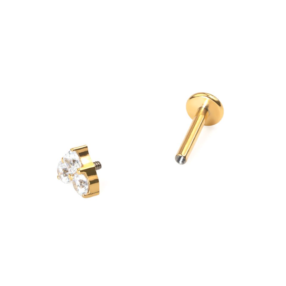 Heart shaped titanium labret with stones