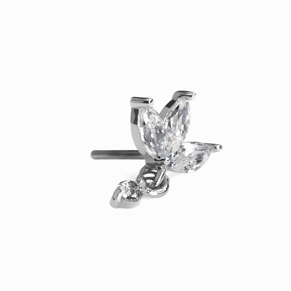 14k gold lotus flower push in top with charm