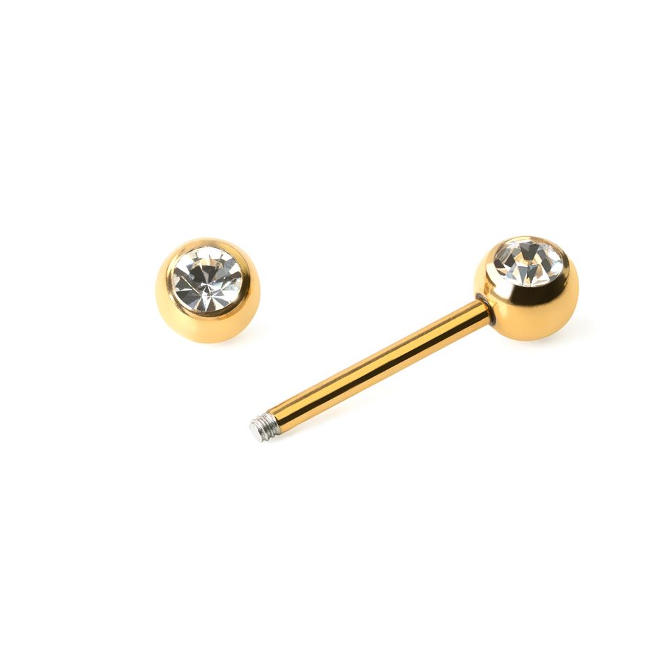 Nipple barbell with crystal gems