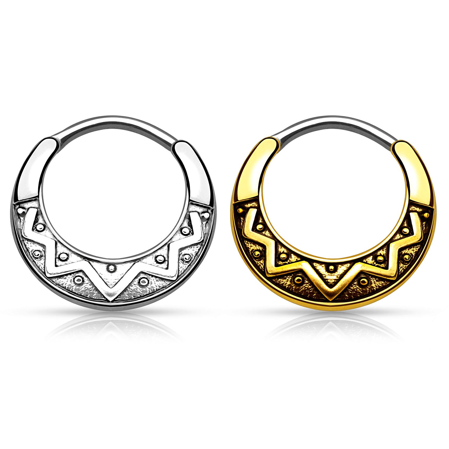 Septum clicker with aztec design