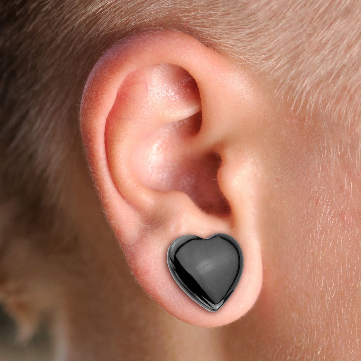 Plug heart-shaped in black onyx