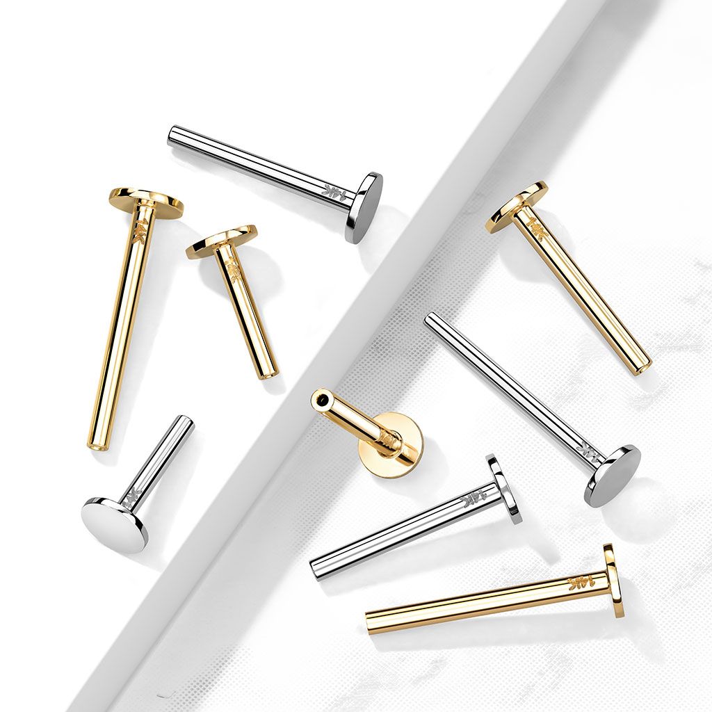 Push-in labret made of 14K gold