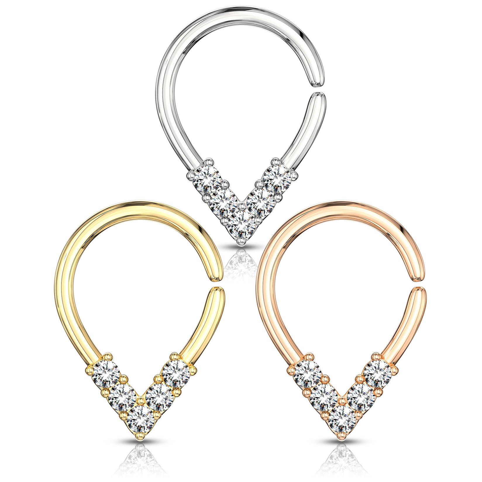 Seamless ring with top-down studded drop-shape