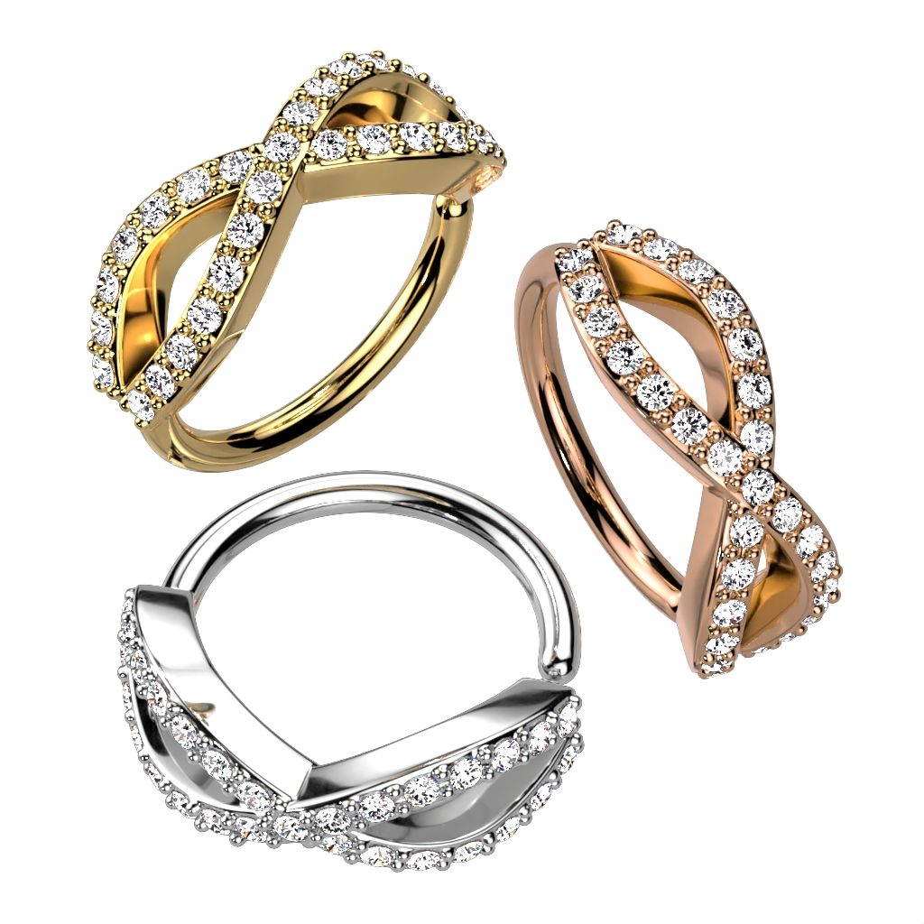 Ring with an infinity design and double-row stones