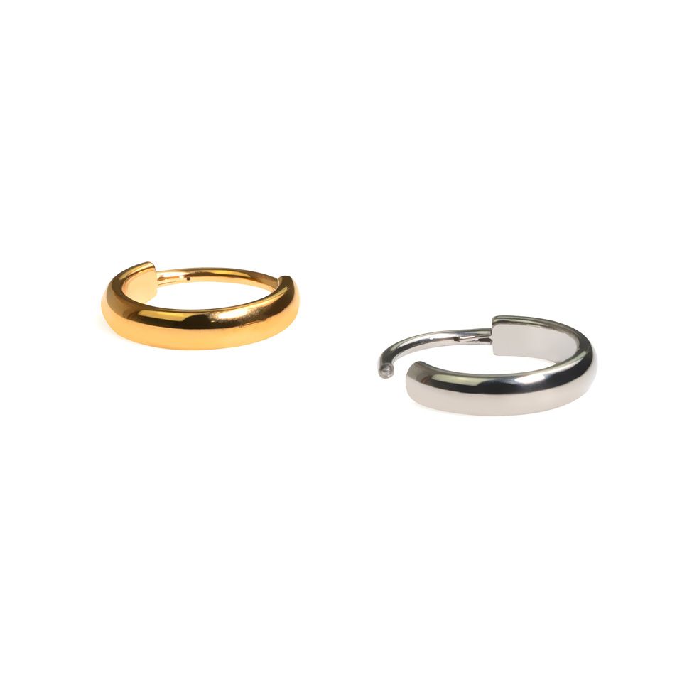 Titanium hinged ring huggie