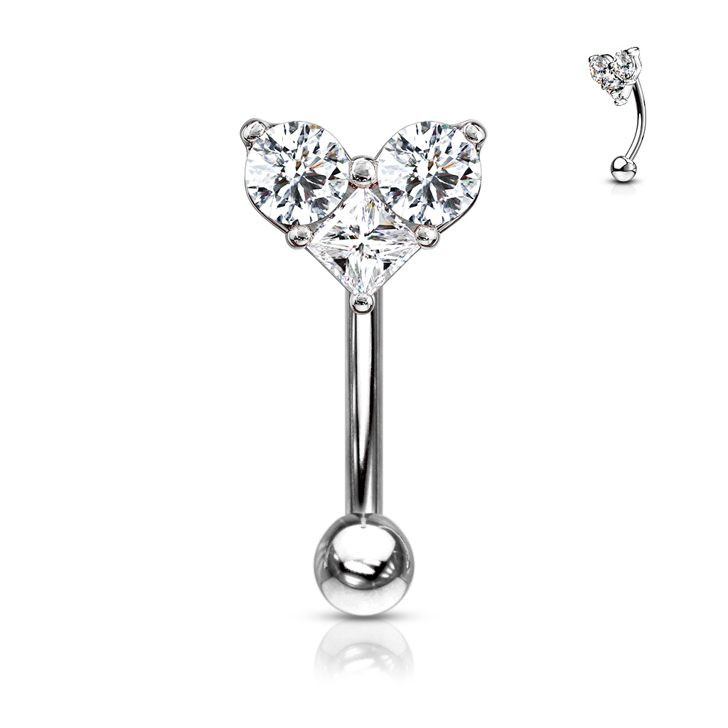 Curved barbell with a heart shape top