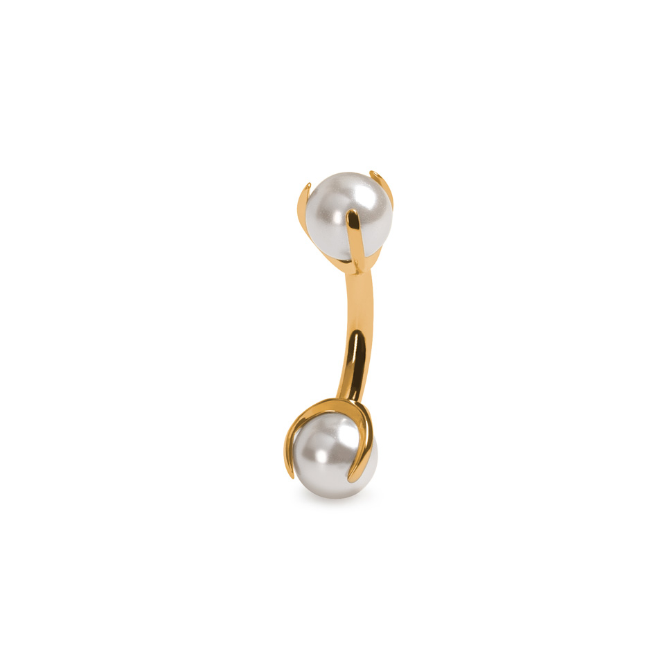 Titanium curved barbell with pearls
