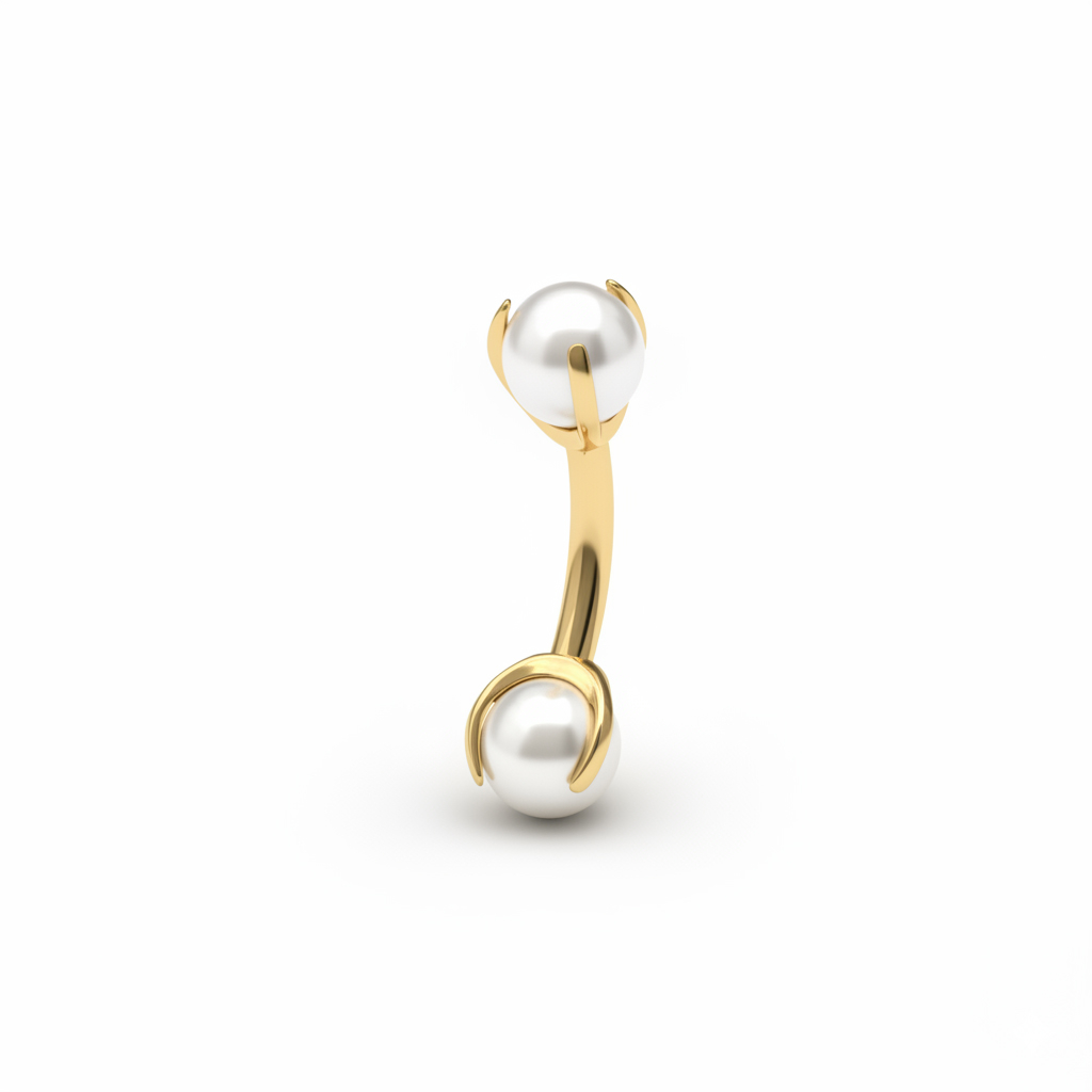 Titanium curved barbell with pearls
