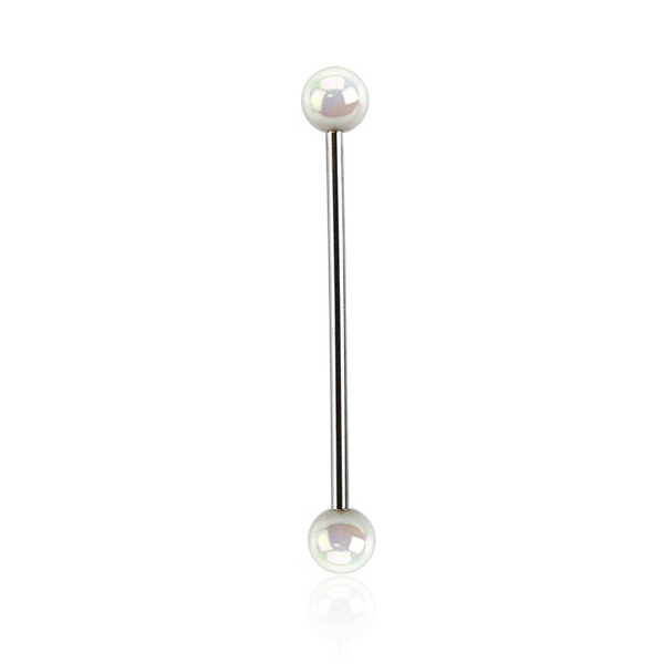Industrial barbell with metallic look acrylic balls