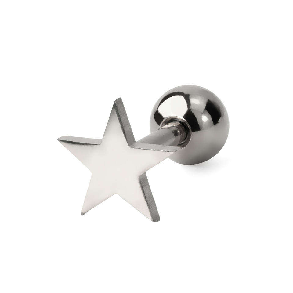 Ear piercing in different colors with design