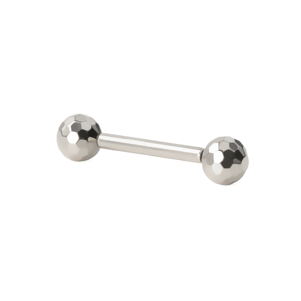 Titanium push in barbell with disco ball ends