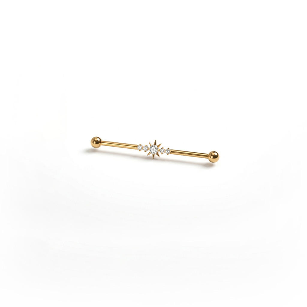 Industrial šipkica od titanija sa zvijezdom i kamenčićima