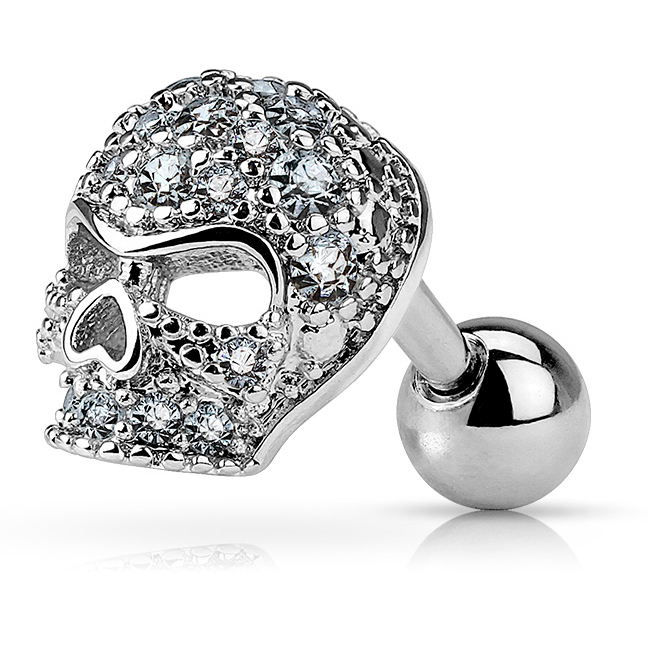 Ear piercing with skull