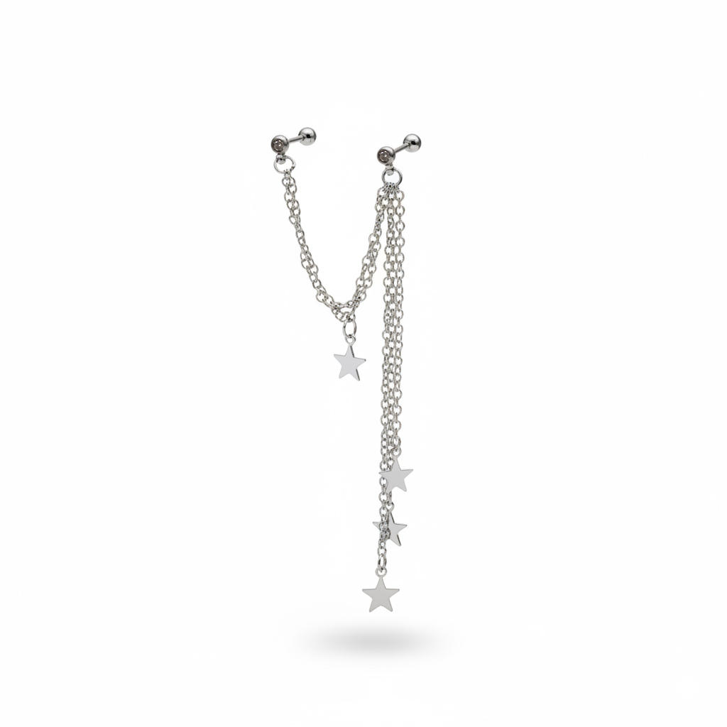 Nakit za piercing tragusa i helixa sa zvjezdicama i lancima