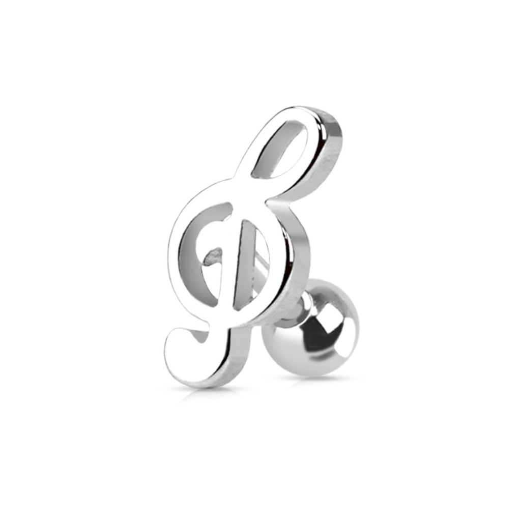 Piercing za tragus s violinskim ključem