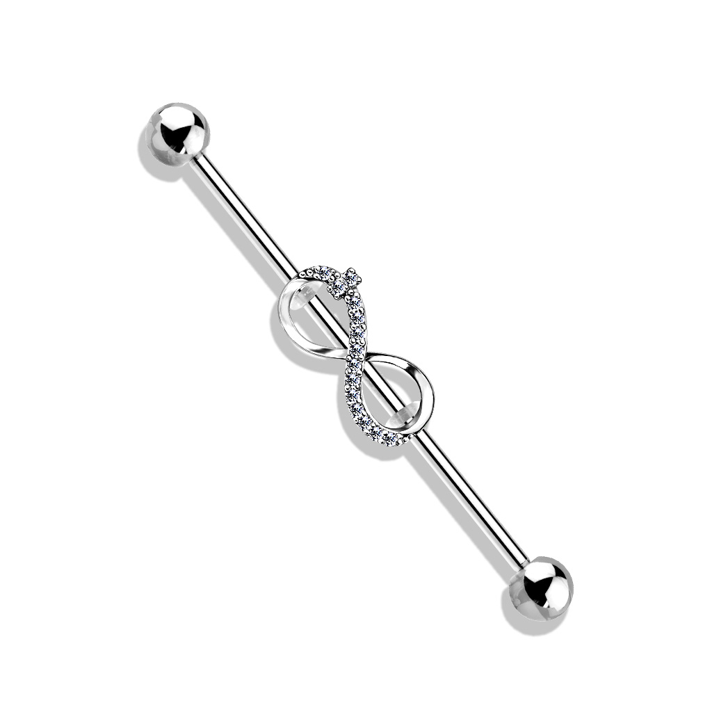Industrial barbell with infinity sign
