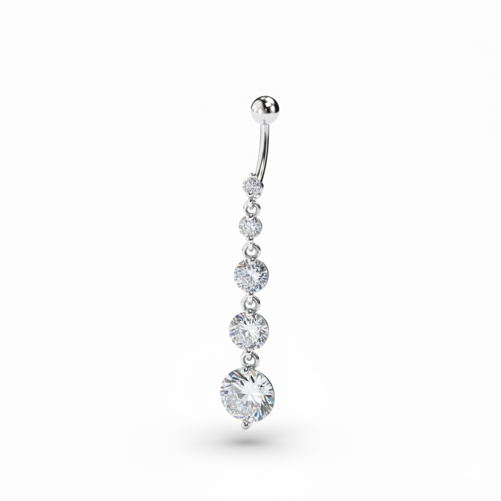 Belly button ring with long dangle