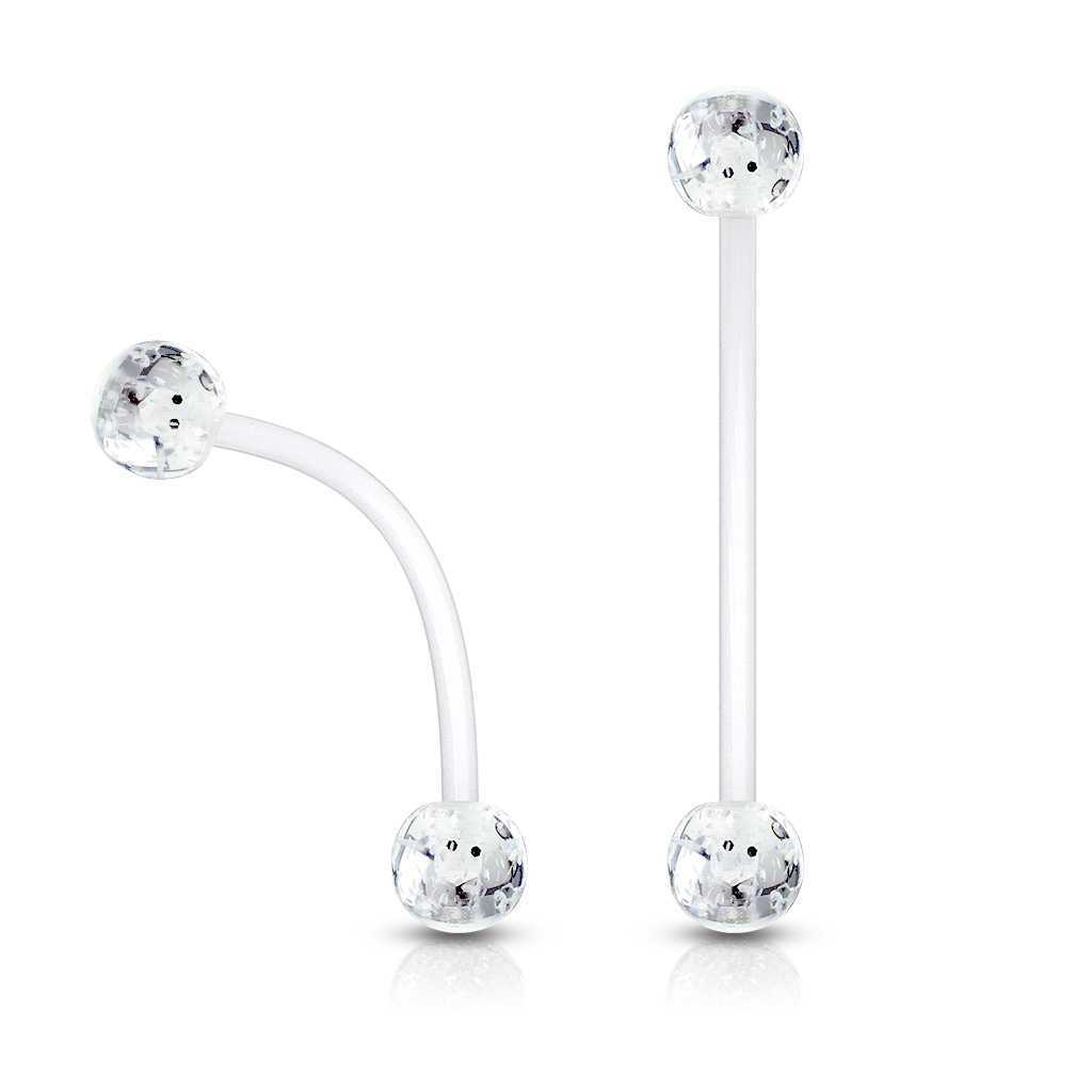 Pregnancy belly button ring with glitter balls
