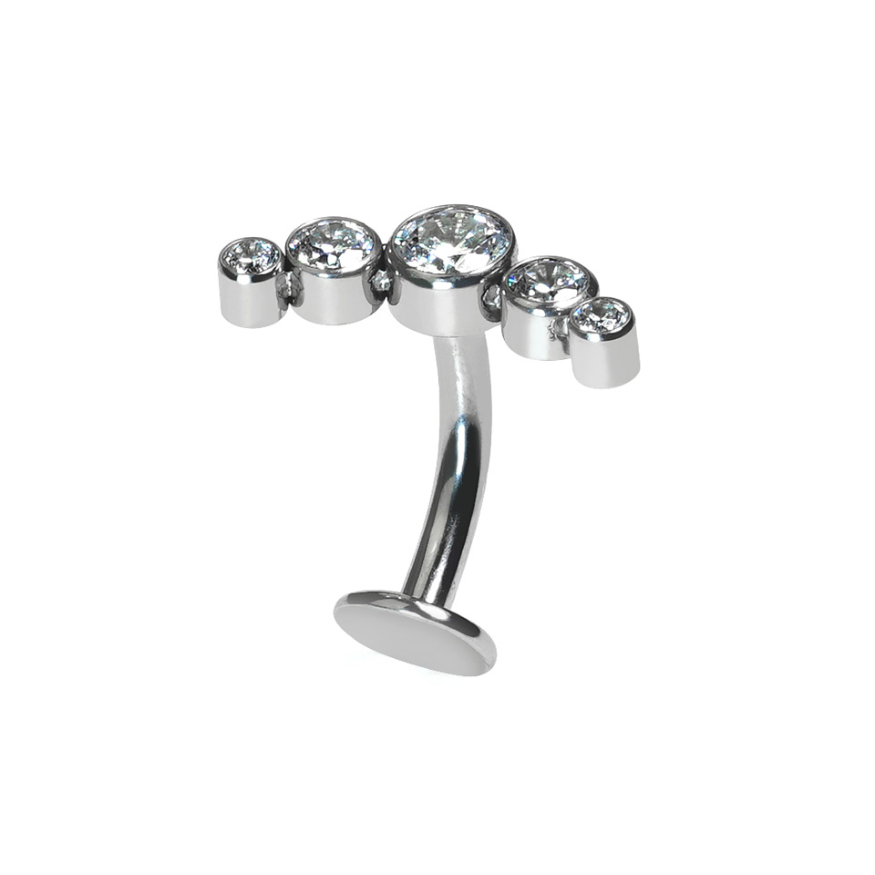 Floating titanium belly ring with crystals