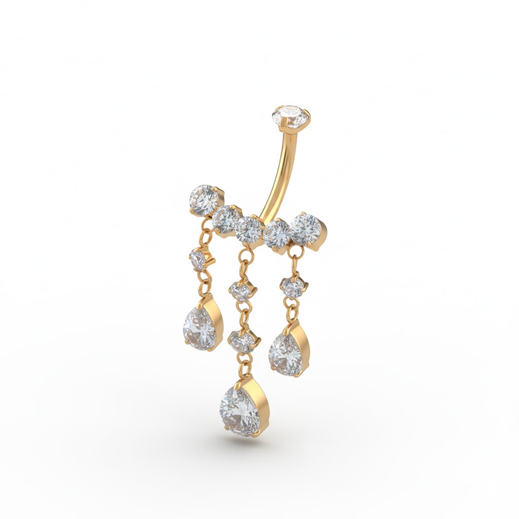 Nakit za pupak od titanija s visećim kamenčićima