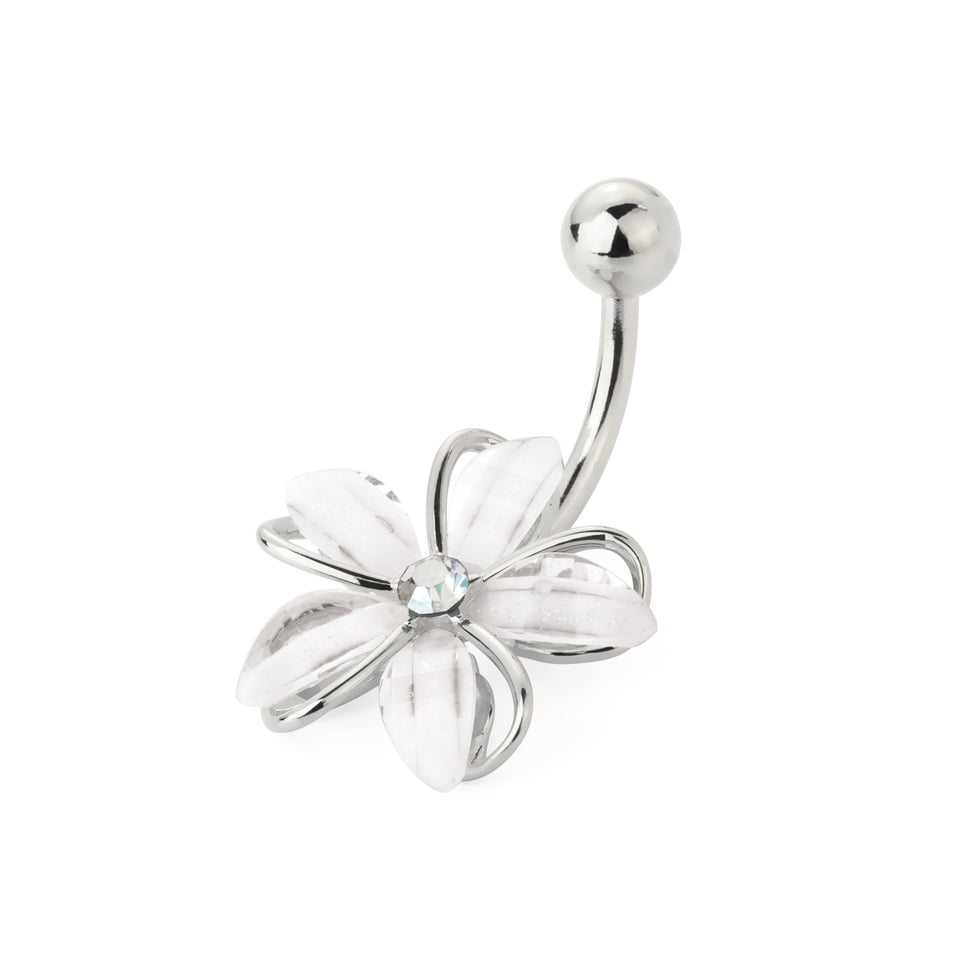 Belly button ring with flower