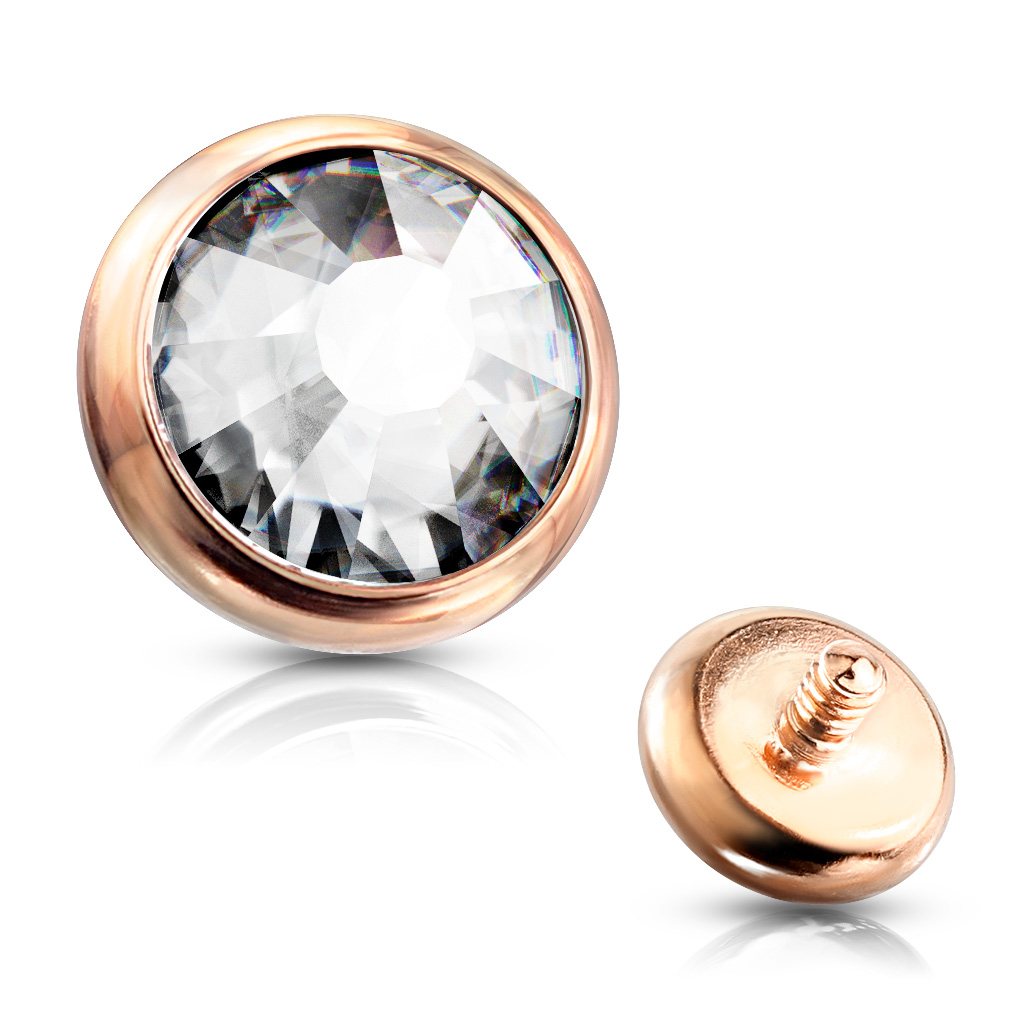 Dermal top jewelry in a variety of colors with crystal stone.