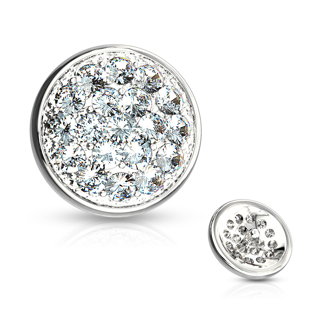Dermal top made of 14k gold with encrusted stones