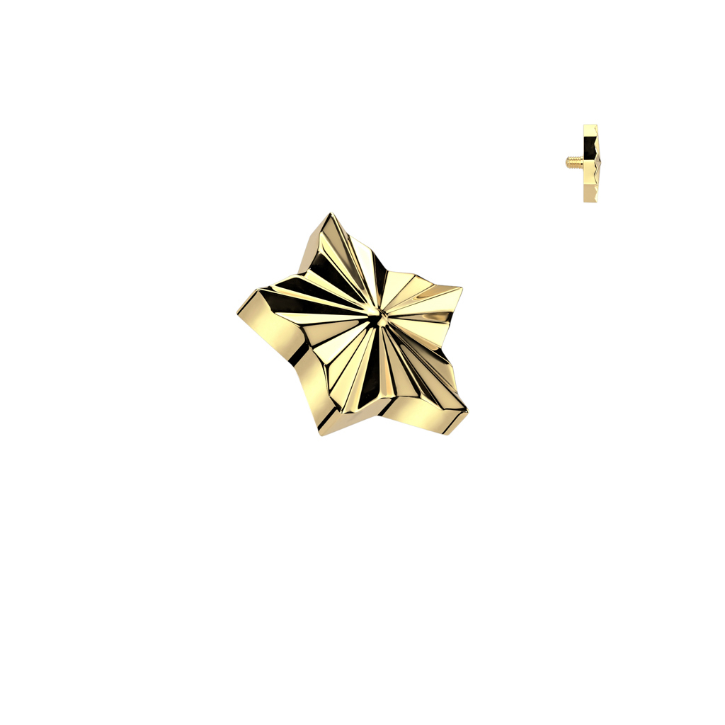 Star shaped dermal top in titanium with textured pattern