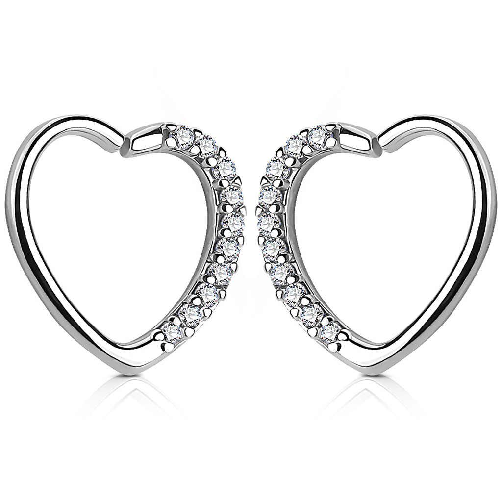 Ear piercing heart-shaped with studded edge