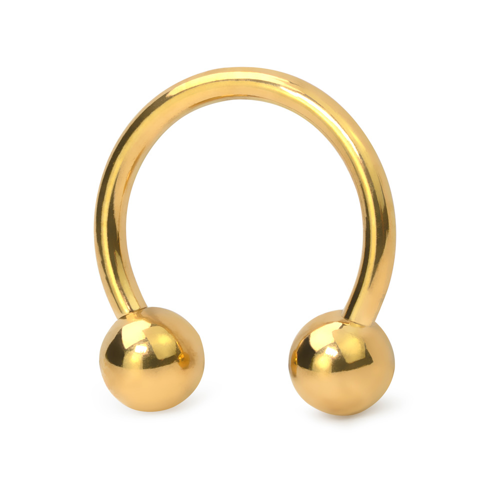 Circular barbell made of titanium with internal thread in different colors