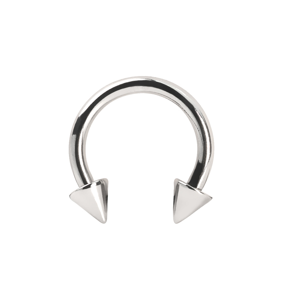 Circular barbell made of titanium with spikes