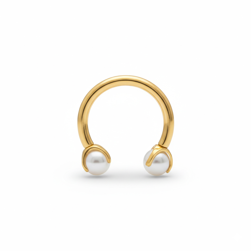 Titanium horseshoe with pearls