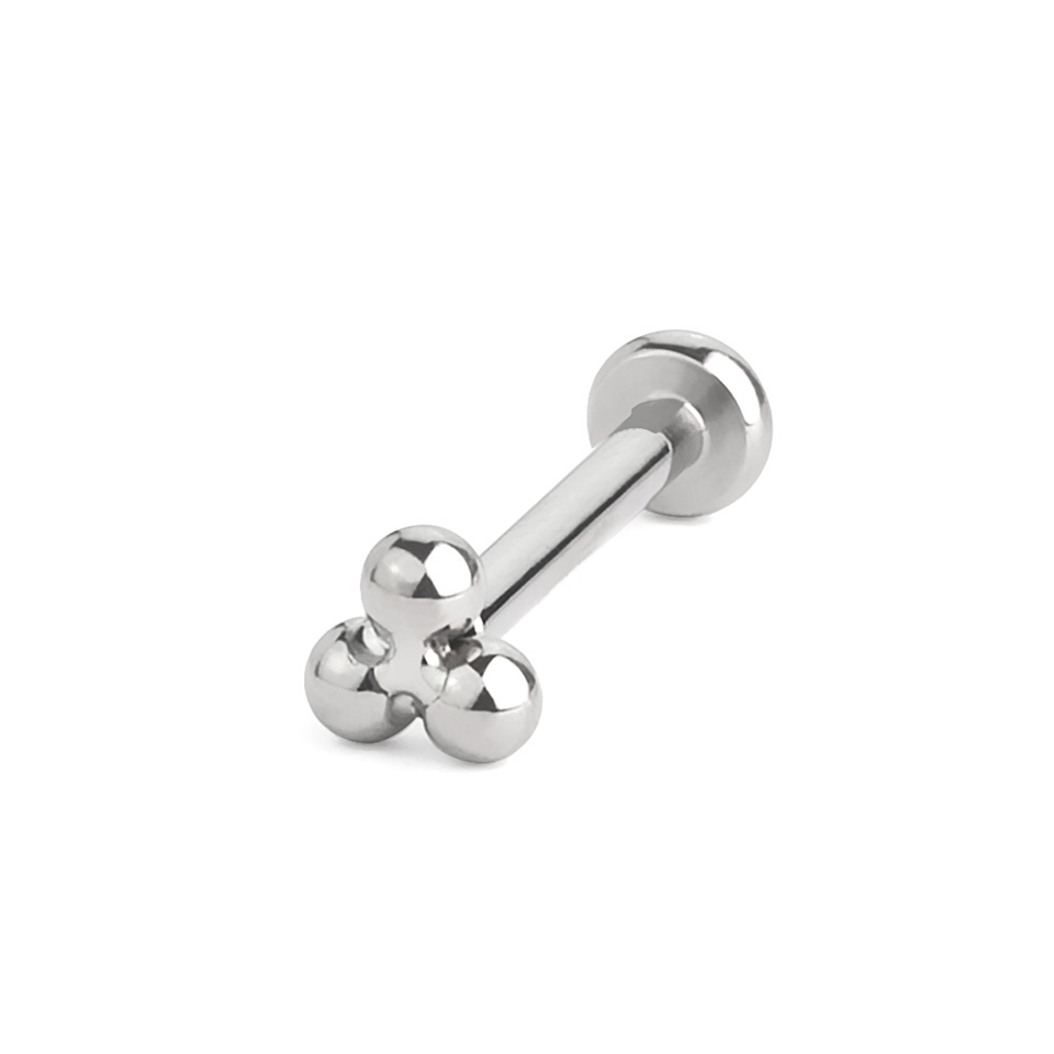 Push-in labret od titanija s tri kuglice u obliku trokuta