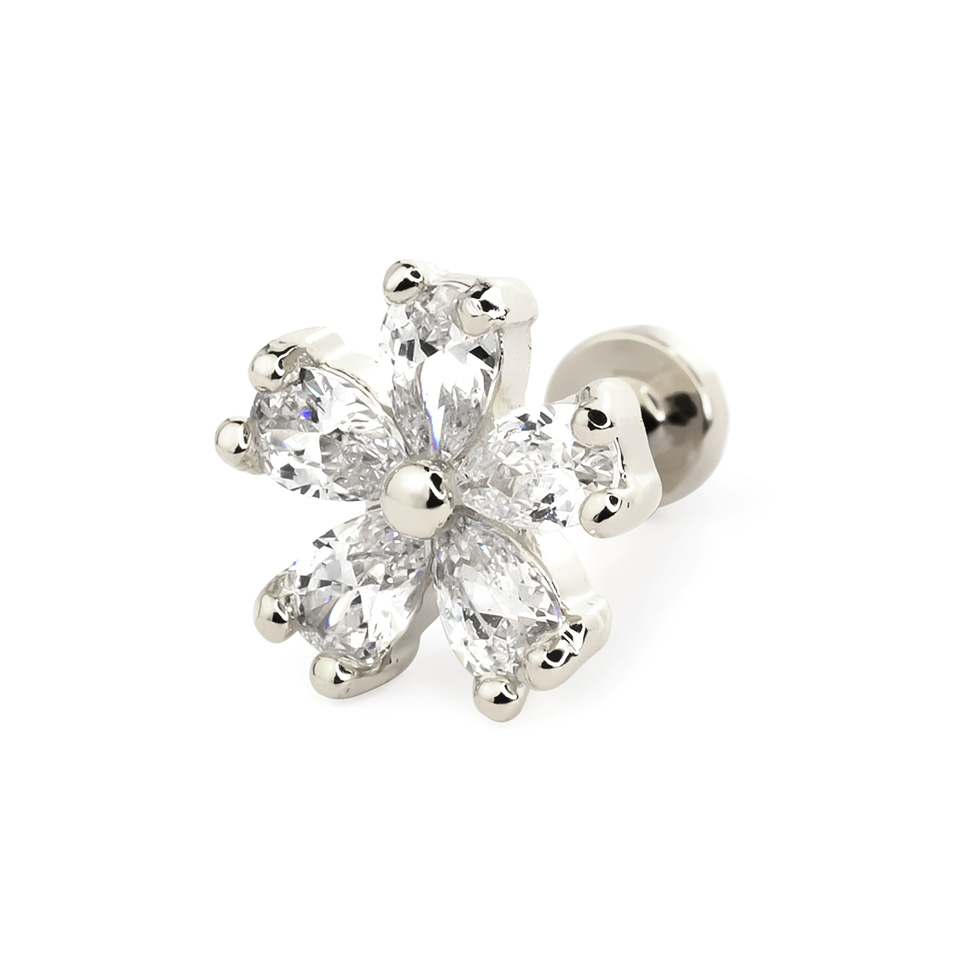 Labret internally threaded with five petal flower