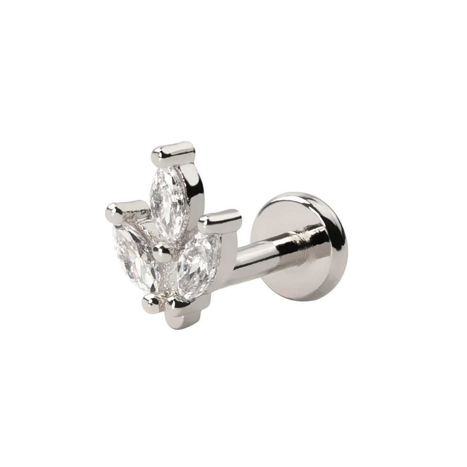 Push-in labret with marquise stones