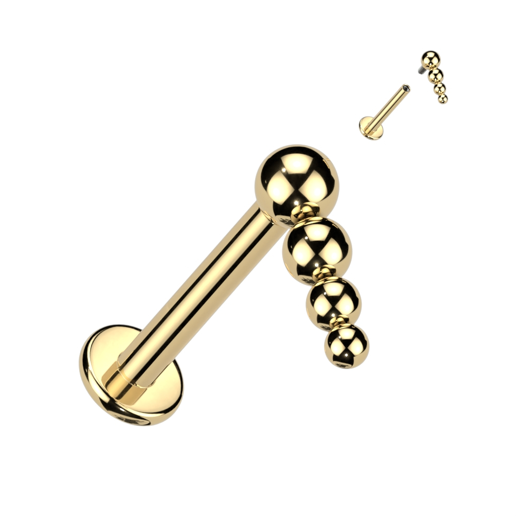 Titanium labret internally threaded with cascading beaded top