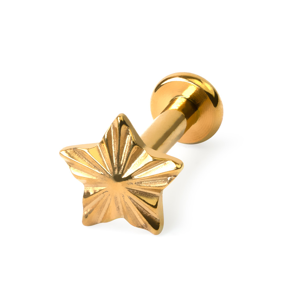 Labret od titanija s teksturiranim dizajnom u obliku zvijezde