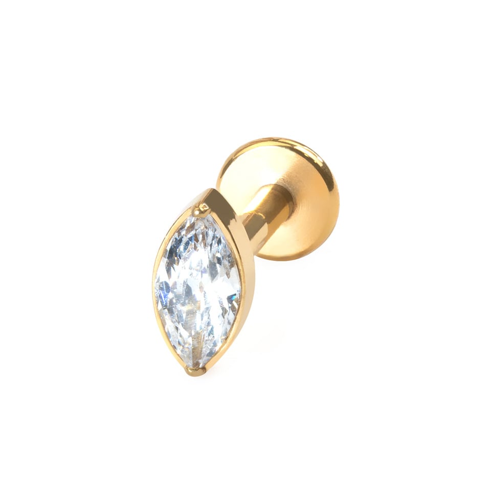 Titanium labret with marquise stone