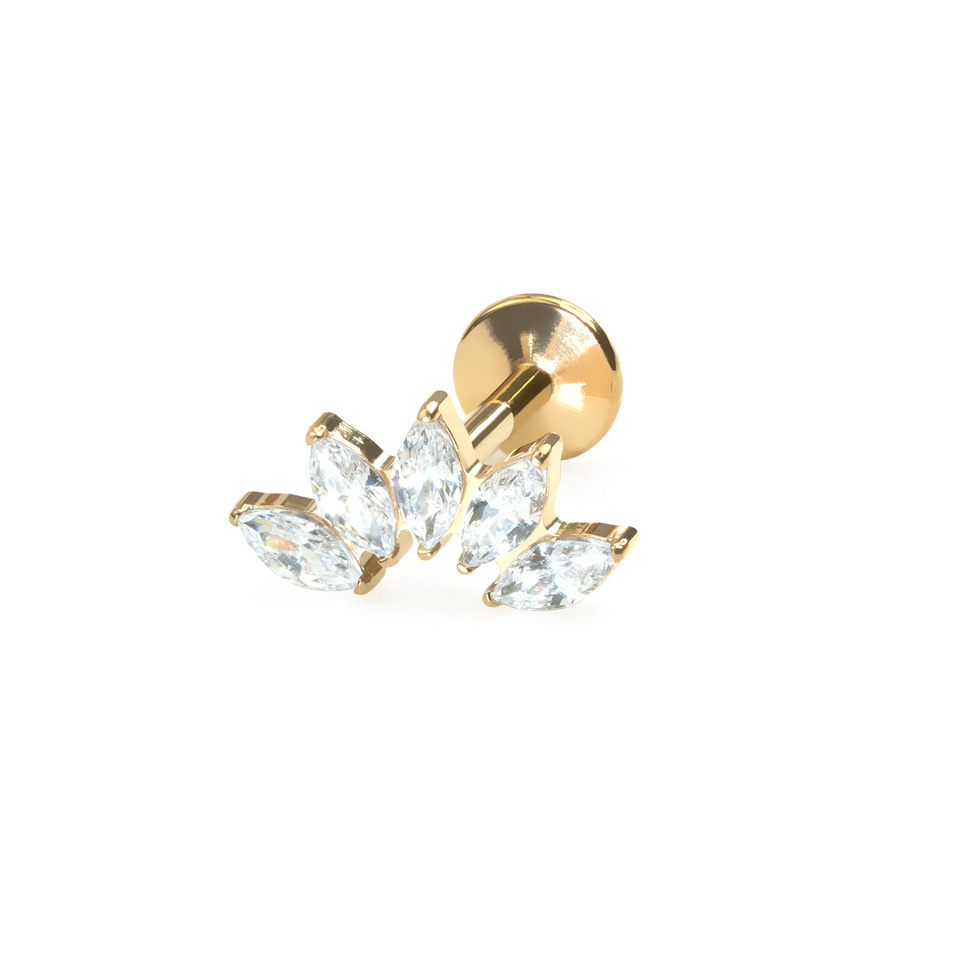 Zaobljeni labret od titanija s 5 kamenčića