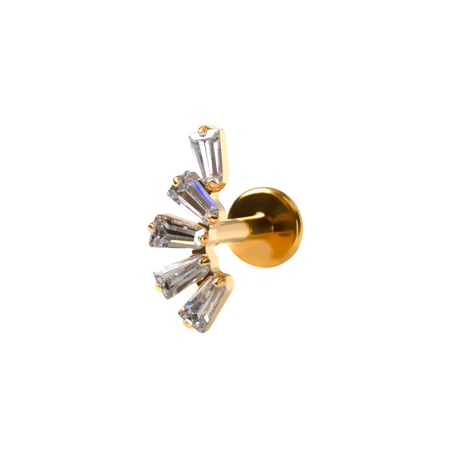 Labret od titanija s baguette kamenčićima