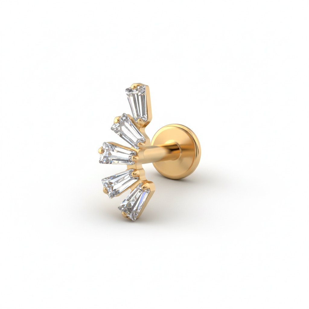 Labret od titanija s baguette kamenčićima