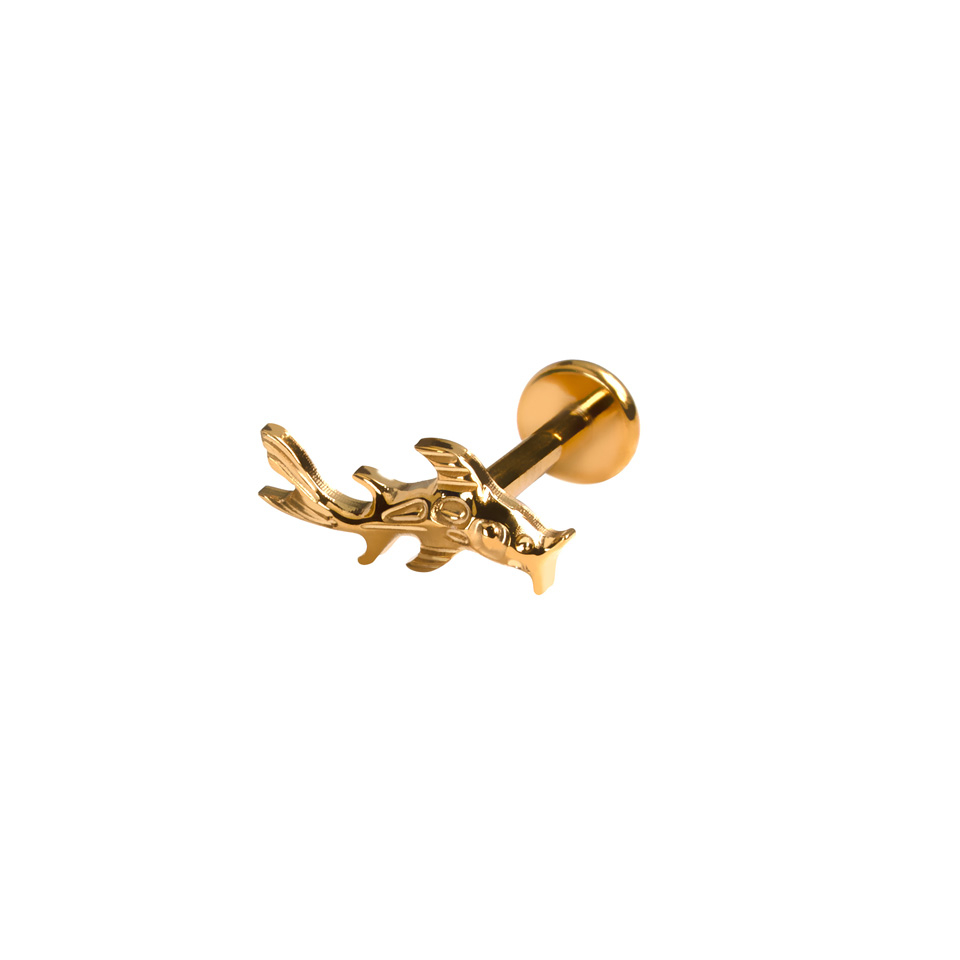 Labret od titanija u obliku ribe koi