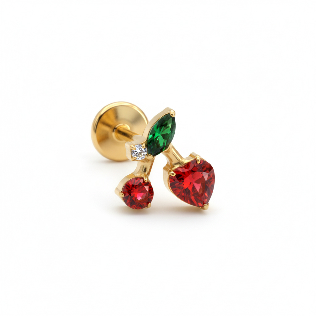 Cherry labret with colorful stones