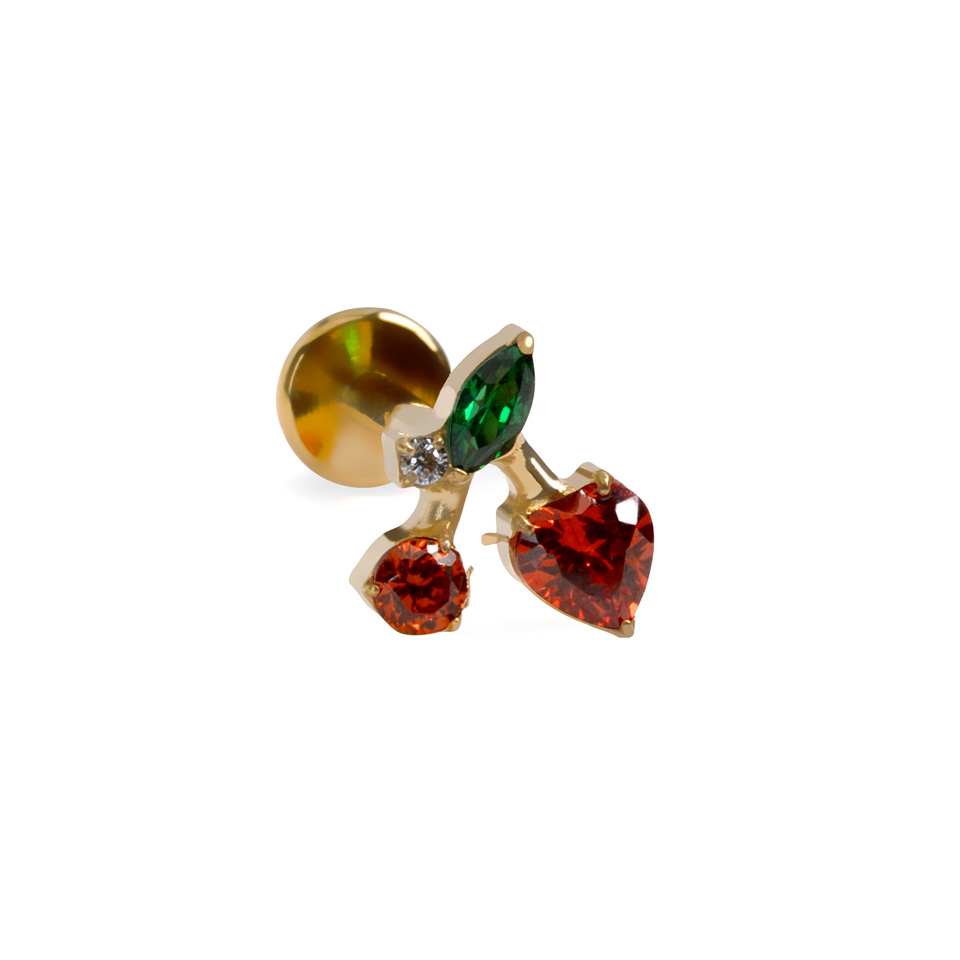 Cherry labret with colorful stones