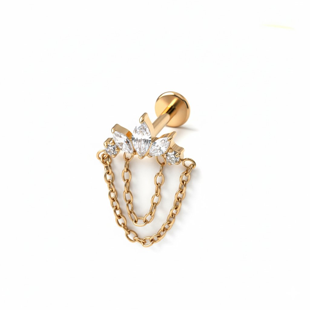 Labret od titanija s kamenčićima i lancima