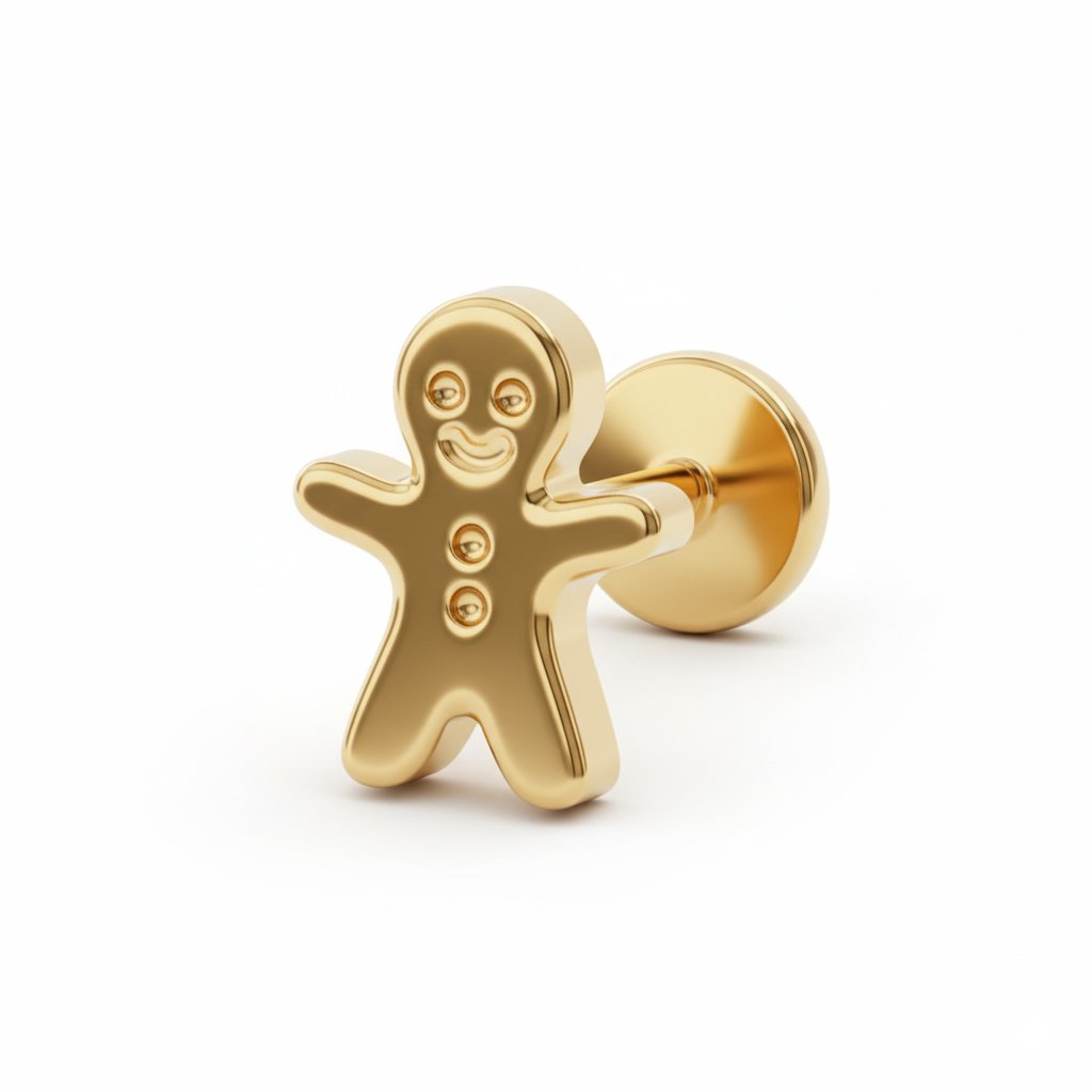 Gingerbread man labret in titanium