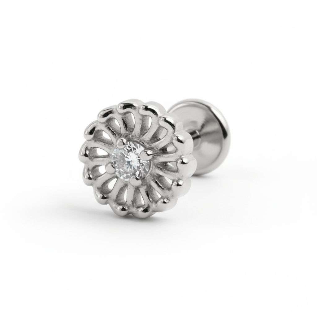 Delicate  titanium flower labret